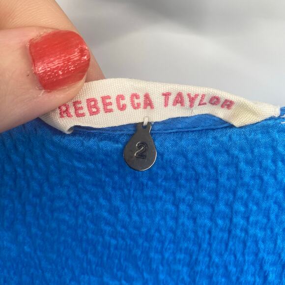 Rebecca Taylor Women's Blue Silk Sleeveless Ruffle Tank Blouse Size 2 - Picture 2 of 9